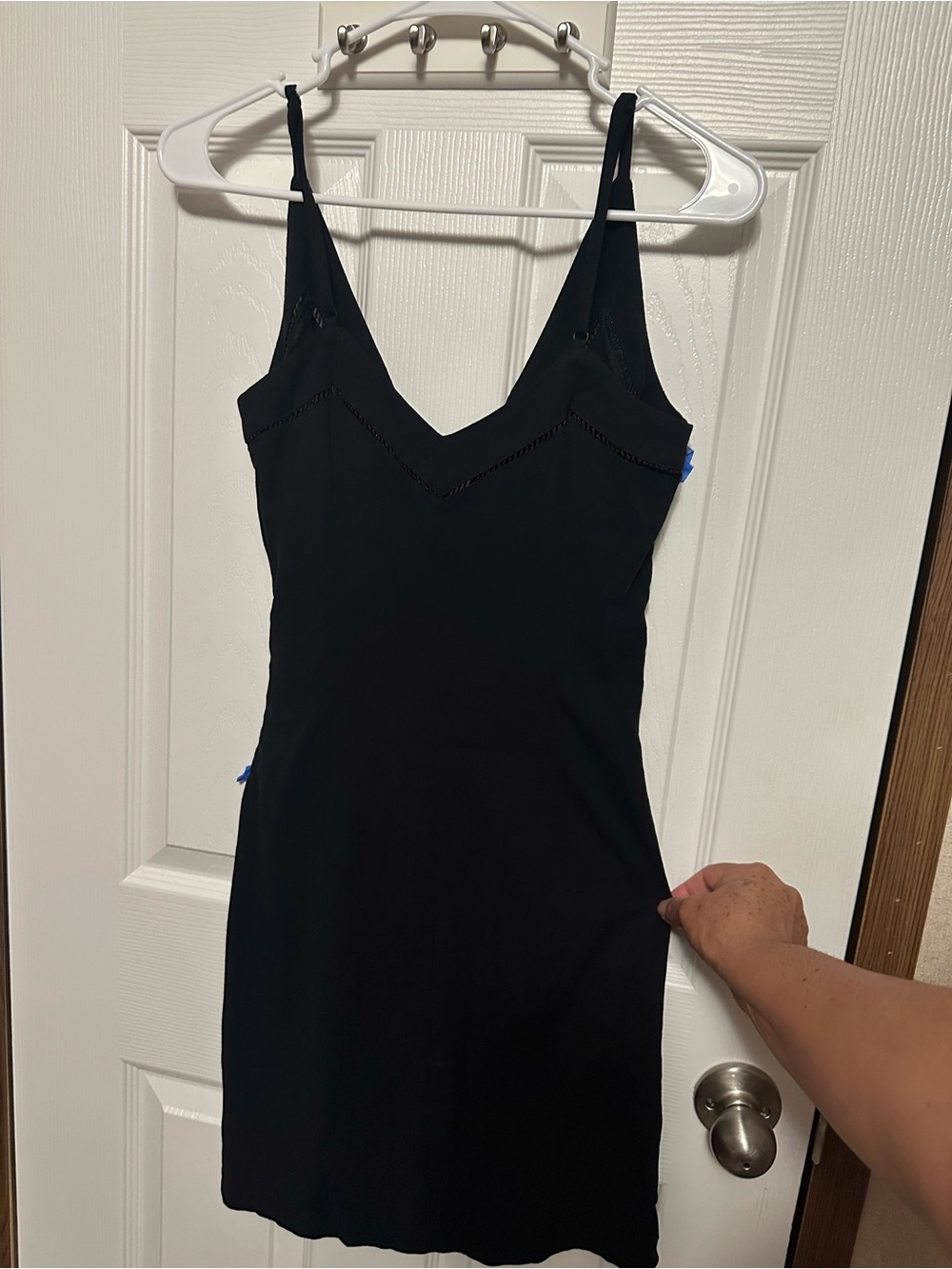 Free People Black Wrap-Front Spaghetti Strap Mini Dress - Picture 7 of 7